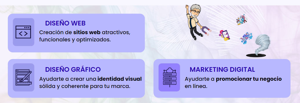 Mora Designer ofrece una variedad de servicios en diseño web, diseño gráfico y marketing digital